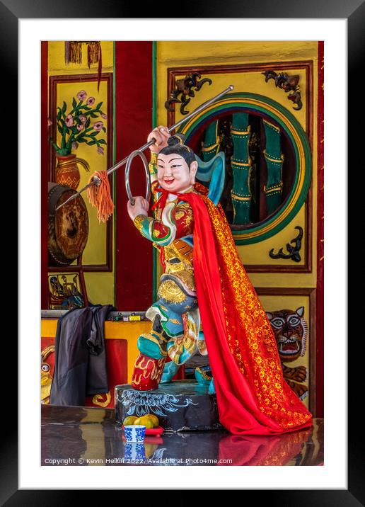 Chinese God in temple, Framed Mounted Print by Kevin Hellon