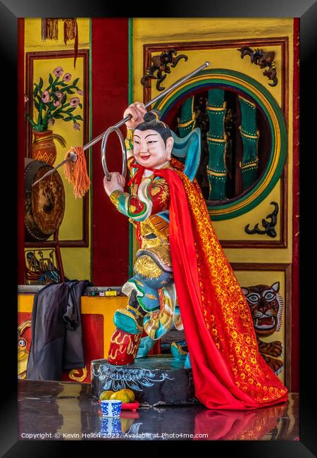 Chinese God in temple, Framed Print by Kevin Hellon