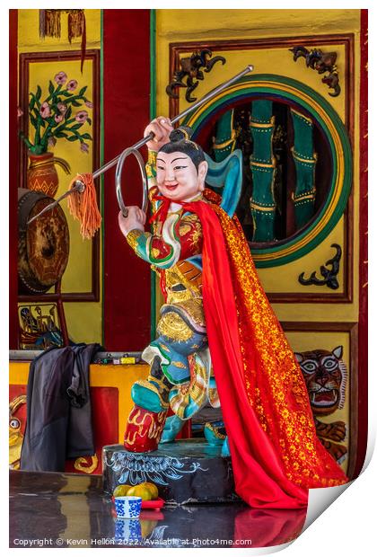 Chinese God in temple, Print by Kevin Hellon
