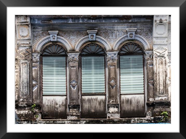 Sino Portuguese architecture windows Framed Mounted Print by Kevin Hellon