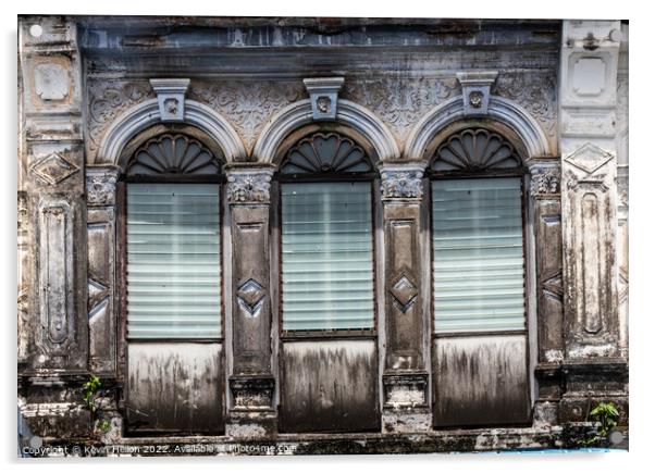 Sino Portuguese architecture windows Acrylic by Kevin Hellon
