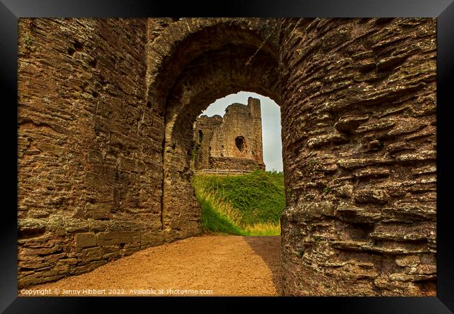 View through archway of Longtown Castle  Framed Print by Jenny Hibbert