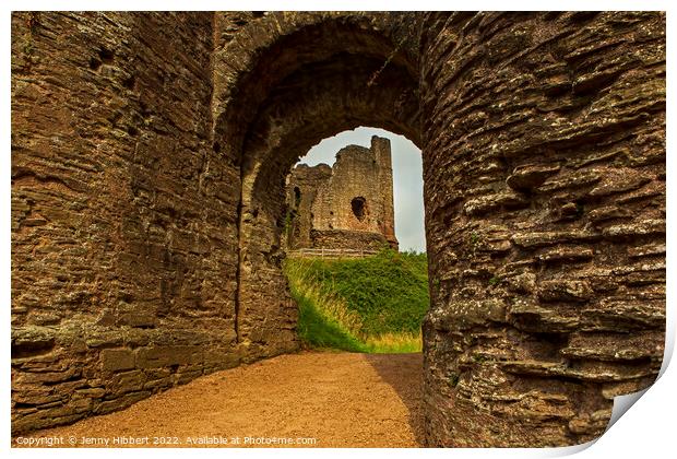 View through archway of Longtown Castle  Print by Jenny Hibbert