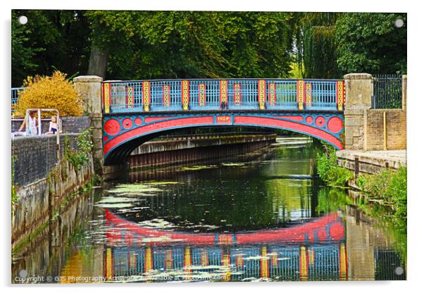 Thetford Town Bridge HDR Acrylic by GJS Photography Artist