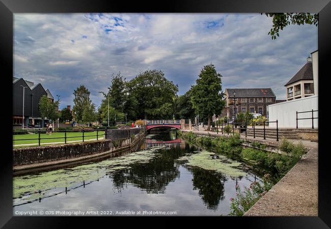 Thetford Town Bridge Reflections Framed Print by GJS Photography Artist