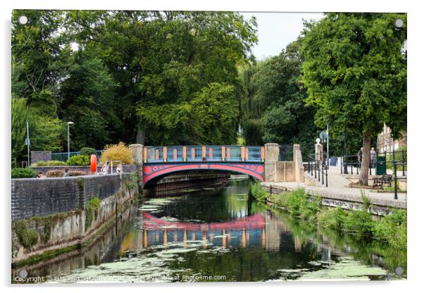 Thetford Town Bridge Crossing Little Ouse Acrylic by GJS Photography Artist