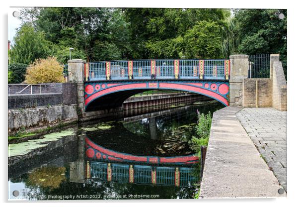 Thetford Town Bridge Waterside Acrylic by GJS Photography Artist
