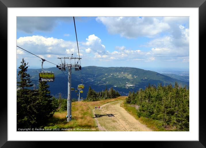 Skrzyczne Cableway and pathway, Poland Framed Mounted Print by Paulina Sator