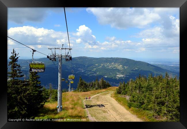 Skrzyczne Cableway and pathway, Poland Framed Print by Paulina Sator