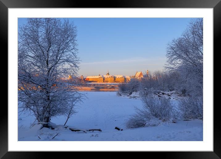 Winter Sunrise By The River In Warsaw Framed Mounted Print by Artur Bogacki