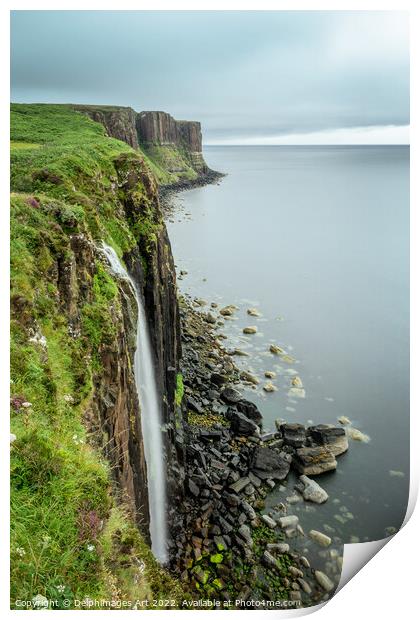 Isle of Skye, Kilt Rock waterfall Print by Delphimages Art
