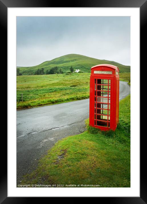 Telephone box on the Isle of Skye, Scotland Framed Mounted Print by Delphimages Art