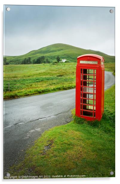 Telephone box on the Isle of Skye, Scotland Acrylic by Delphimages Art