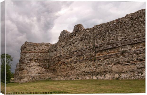 Pevensey Castle Curtain Wall Canvas Print by Sally Wallis