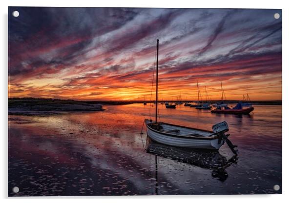A beautiful sunset at Brancaster Staithe  Acrylic by Gary Pearson