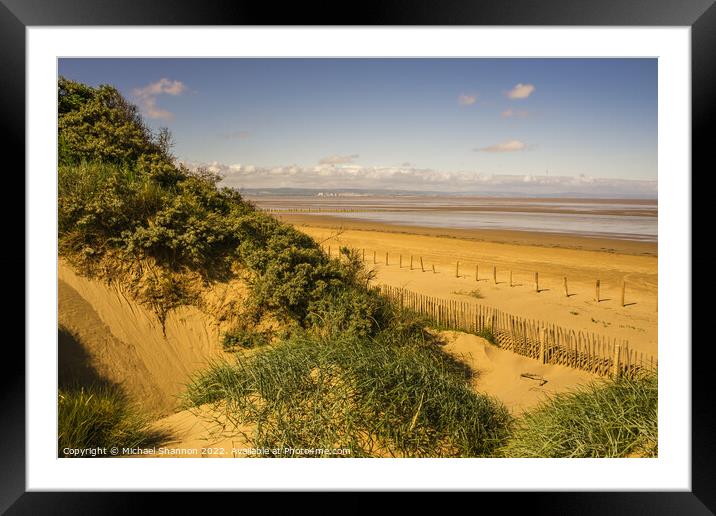View of the beach at Berrow in Somerset from the S Framed Mounted Print by Michael Shannon