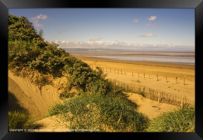 View of the beach at Berrow in Somerset from the S Framed Print by Michael Shannon