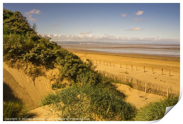 View of the beach at Berrow in Somerset from the S Print by Michael Shannon