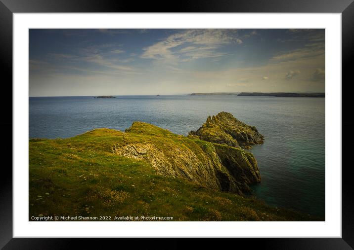 Looking out to sea from Barras Point near Padstow  Framed Mounted Print by Michael Shannon