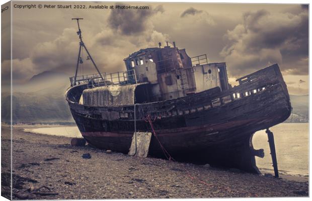 Corpach Shipwreck near Fort william in the Scottish Highlands Canvas Print by Peter Stuart
