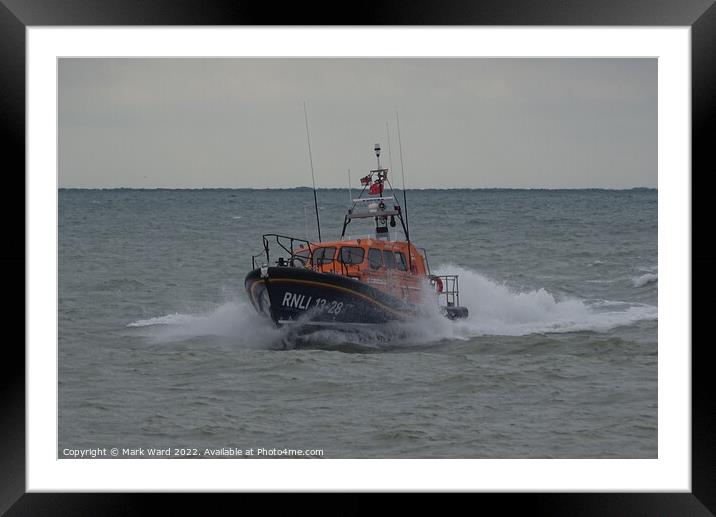 Hastings Lifeboat speeding to the rescue Framed Mounted Print by Mark Ward