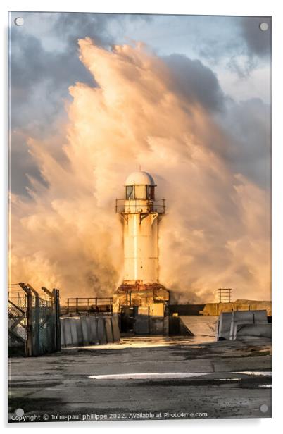 Lighthouse Storm Surge Acrylic by John-paul Phillippe