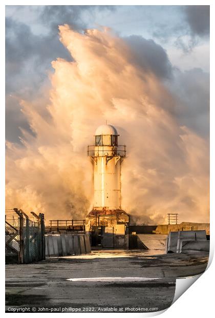 Lighthouse Storm Surge Print by John-paul Phillippe