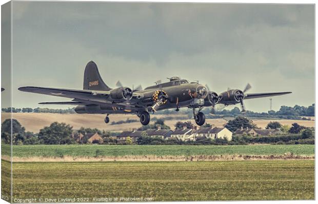 Boeing B-17 Bomber taking off Canvas Print by Dave Layland