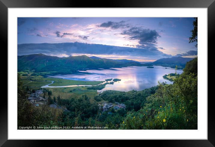 Derwent water Blue hour Framed Mounted Print by John-paul Phillippe