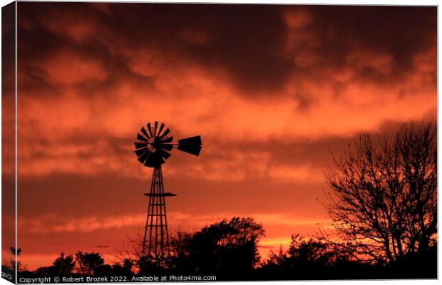 Windmill silhouette with a Sunset Canvas Print by Robert Brozek