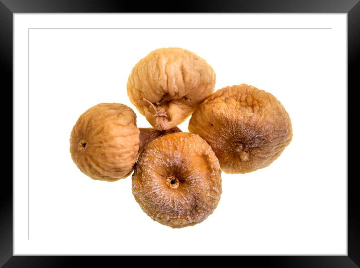 Organic and Dried Figs on White Background Framed Mounted Print by Antonio Ribeiro