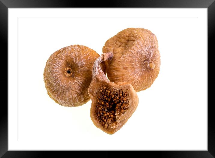 Organic and Dried Figs on White Background Framed Mounted Print by Antonio Ribeiro
