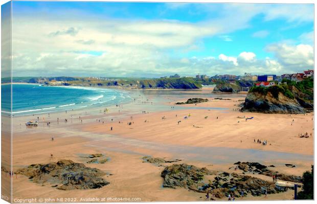 Newquay at Low tide Cornwall. Canvas Print by john hill