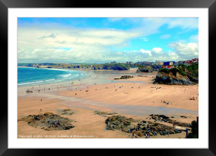 Newquay at Low tide Cornwall. Framed Mounted Print by john hill