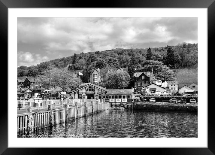 Ambleside Pier Cumbria Monochrome Framed Mounted Print by Diana Mower