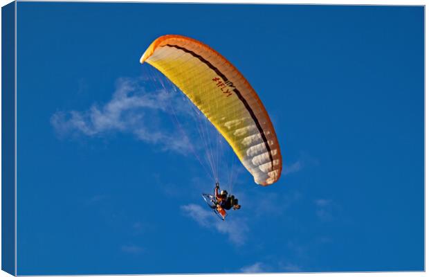 Paragliding in Lanzarote  Canvas Print by Joyce Storey