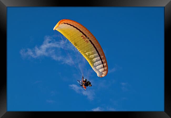 Paragliding in Lanzarote  Framed Print by Joyce Storey