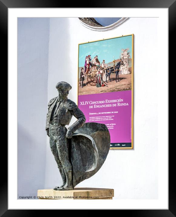 Statue of a matador, Torero, in Ronda. Framed Mounted Print by Chris North