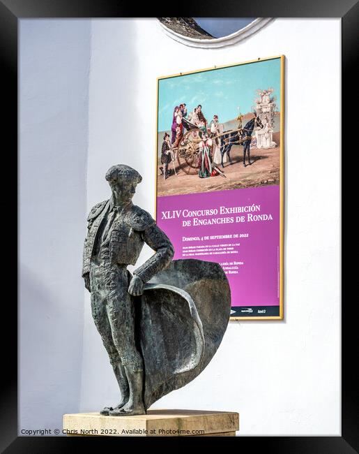 Statue of a matador, Torero, in Ronda. Framed Print by Chris North