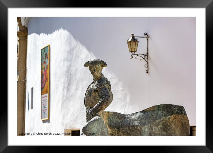 Statue of a matador, Torero, in Ronda. Framed Mounted Print by Chris North