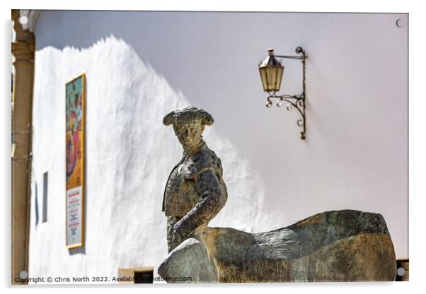 Statue of a matador, Torero, in Ronda. Acrylic by Chris North