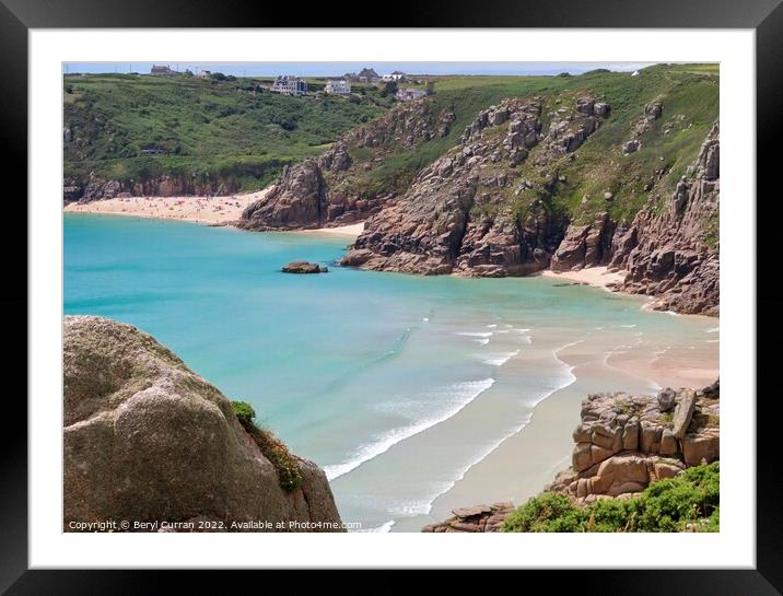 Serene Beauty of Porthcurno and Pedn Vounder Framed Mounted Print by Beryl Curran