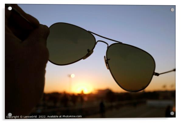 Sunset seen through a pair of sunglasses Acrylic by Lensw0rld 