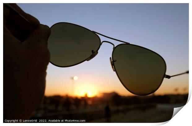 Sunset seen through a pair of sunglasses Print by Lensw0rld 
