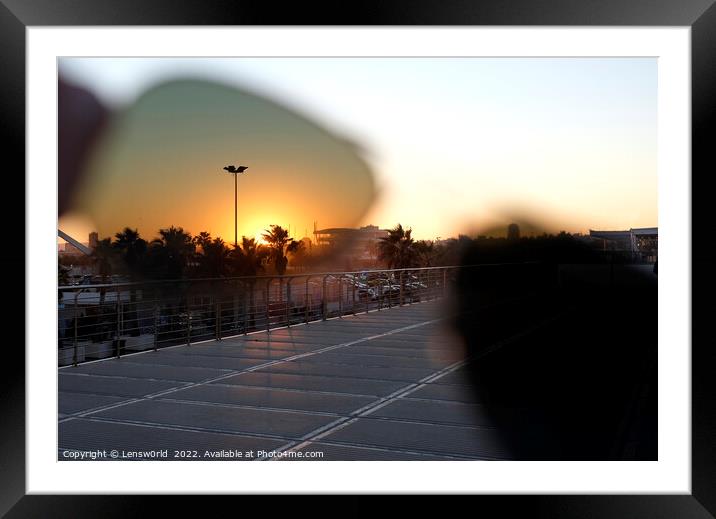 Sunset seen through a pair of sunglasses Framed Mounted Print by Lensw0rld 