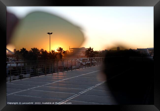 Sunset seen through a pair of sunglasses Framed Print by Lensw0rld 