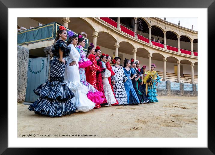 Ronda ladies in traditional dress. Framed Mounted Print by Chris North