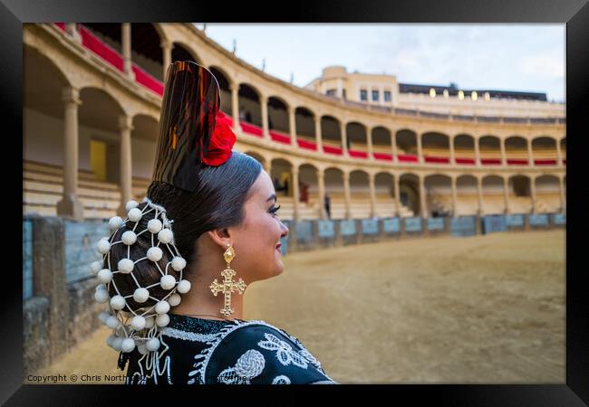 Traditional Spanish headdress. Ronda Spain. Framed Print by Chris North