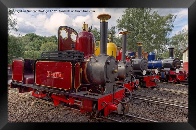 Moors Valley Railway collection of narrow gauge locomotives Framed Print by Duncan Savidge