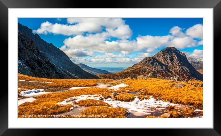 Tryfan and the Bristly Ridge. Framed Mounted Print by John Henderson